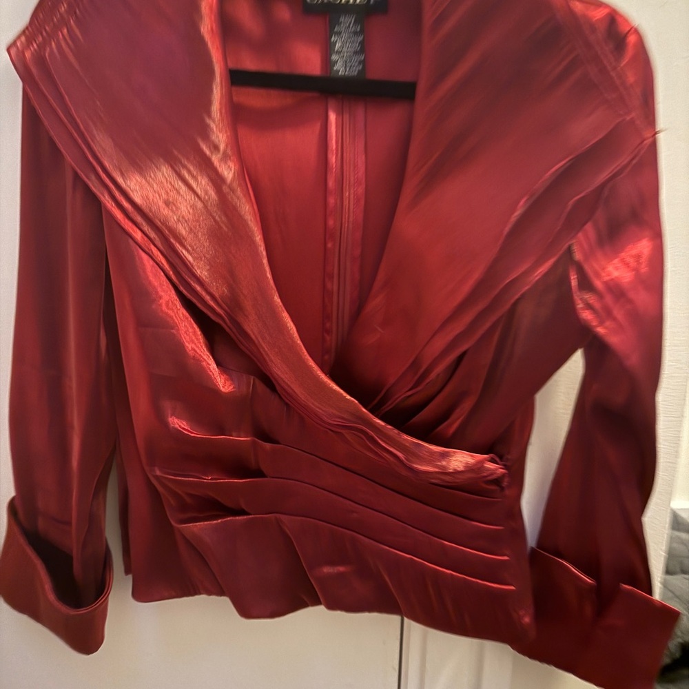 Vintage Red Satin Top Blouse